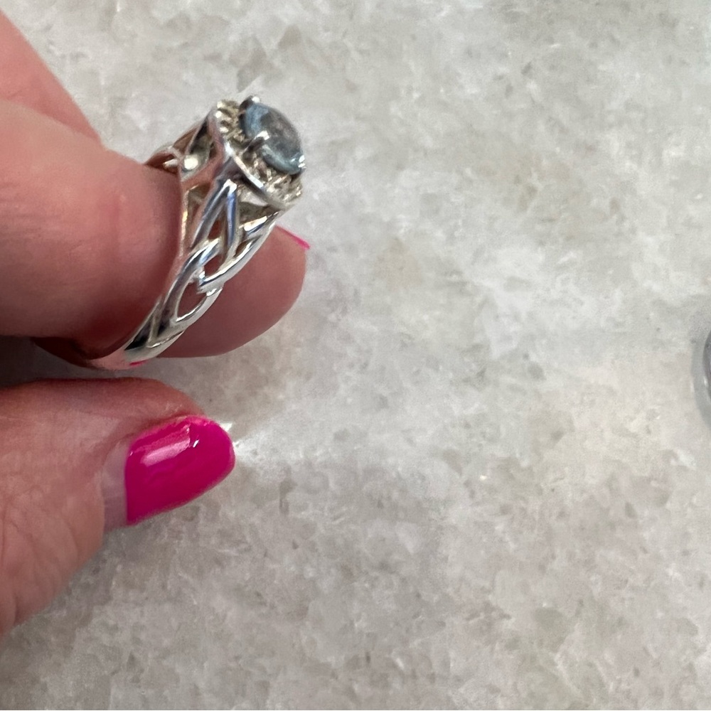 Solvar Sterling silver Celtic ring with light blue topaz FREE SHIPPING